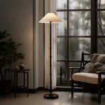 lampe sol moderne bambou noir rayures verticales abatjour tissu 11w led 90260v