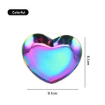 plateau forme cœur argent or violet bleu rose moderne élégant métal brillant effet miroir