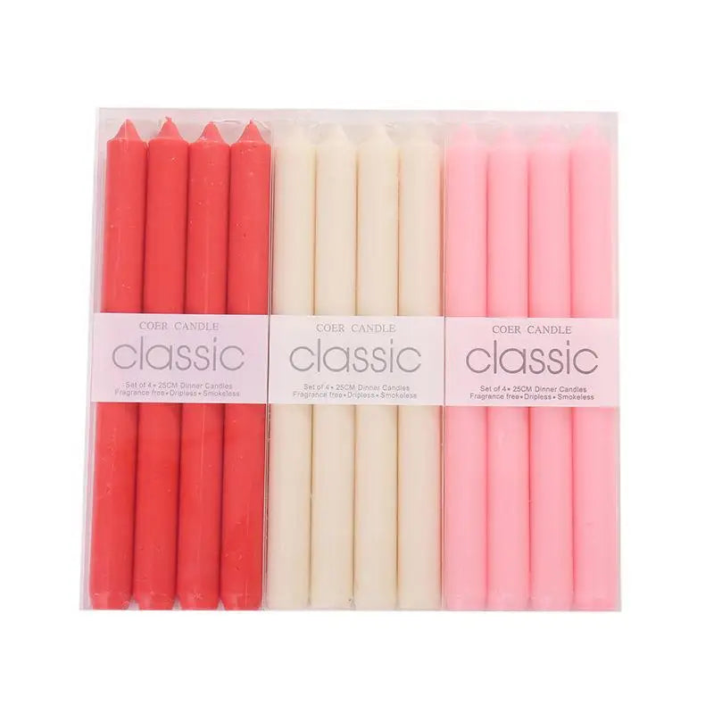 bougies unicolores classiques opaques vert clair rose blanc jaune violet bleu pack bougies générales