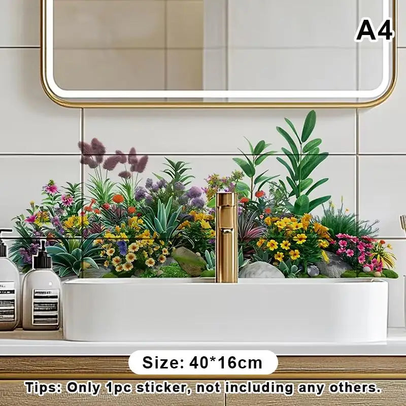 stickers muraux fleuris multicolores adhésifs art floral papillons lilas roses jaunes salon chambre deco