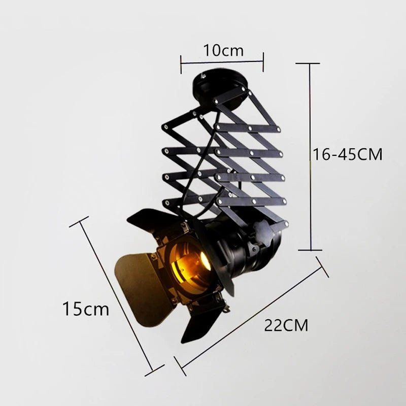 Spot lumineux moderne industriel noir structure zigzag fixation ampoule diffuseur plaque protection