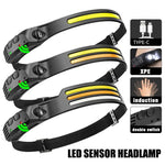 lampe frontale led capteur lumière noire jaune rouge élastique outdoor sport camping