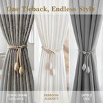 rideaux rubans tissés blanc gris élégants modernes boutons pompons sans perçage