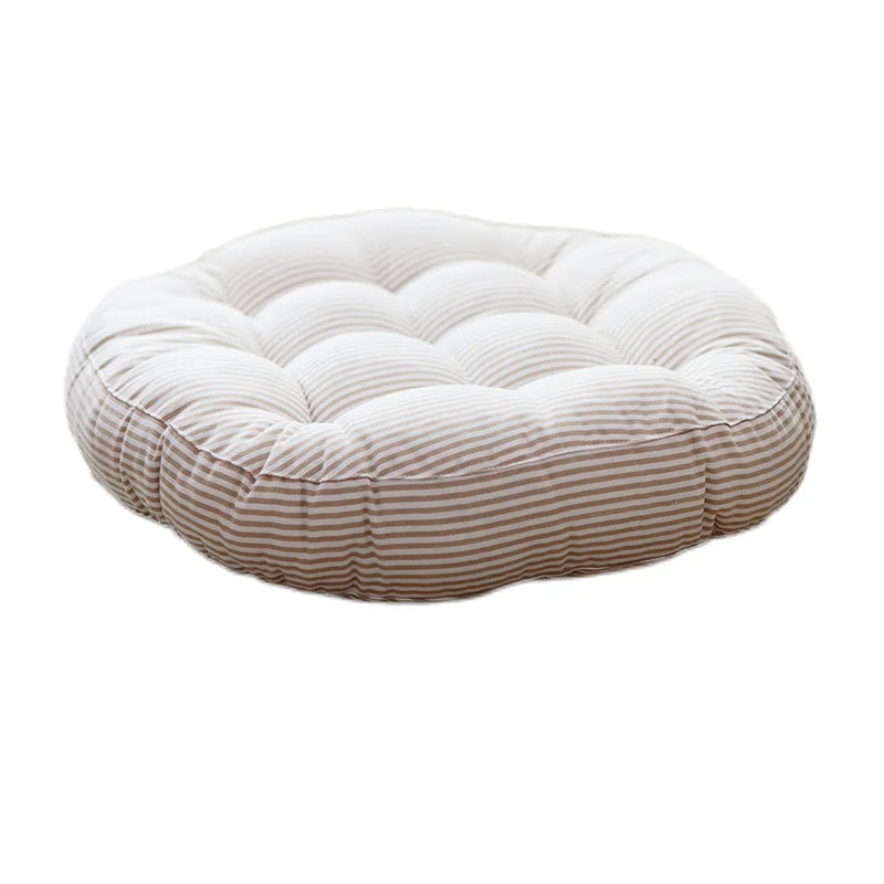 coussin rond rayures bleu marine blanc moderne 42cm 47cm 55cm épais massage polyester