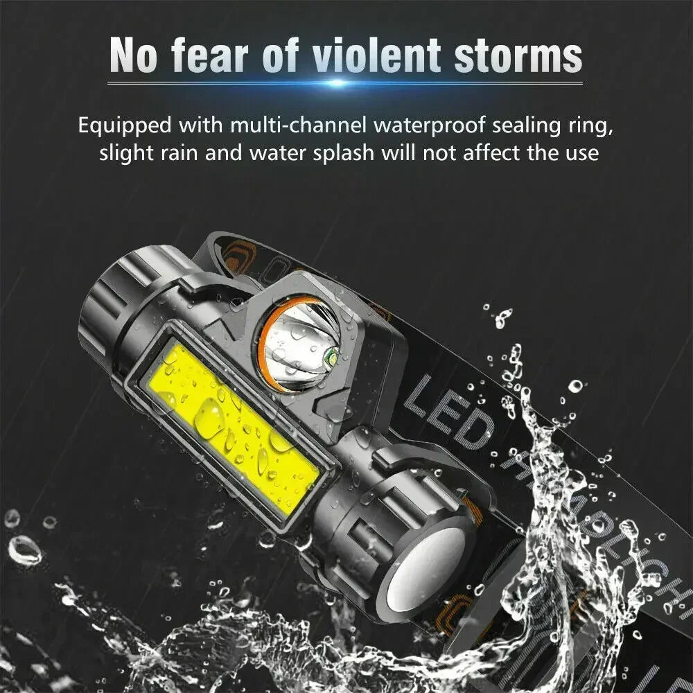 lampe frontale led rechargeable usb étanche aimant ceinture noire moderne
