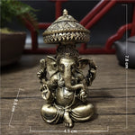statue ganesha dorée résine ornements complexes décoration intérieure artisanale traditionnelle bouddhiste éléphant multiple bras