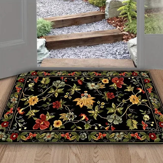tapis moderne floral polyester antidérapant résistant décoloration 30x50cm 40x60cm 50x80cm salon bainextérieur