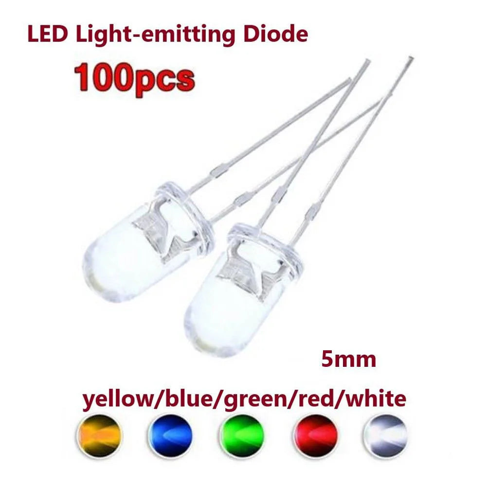 ampoules led jaune 5mm transparentes diodes lumineuses led jaune rondes sans fixation standard pack