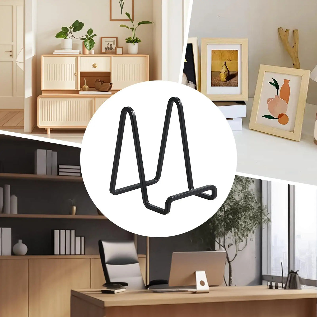 support assiettes métal noir minimaliste réutilisable nourriture présentation table fête