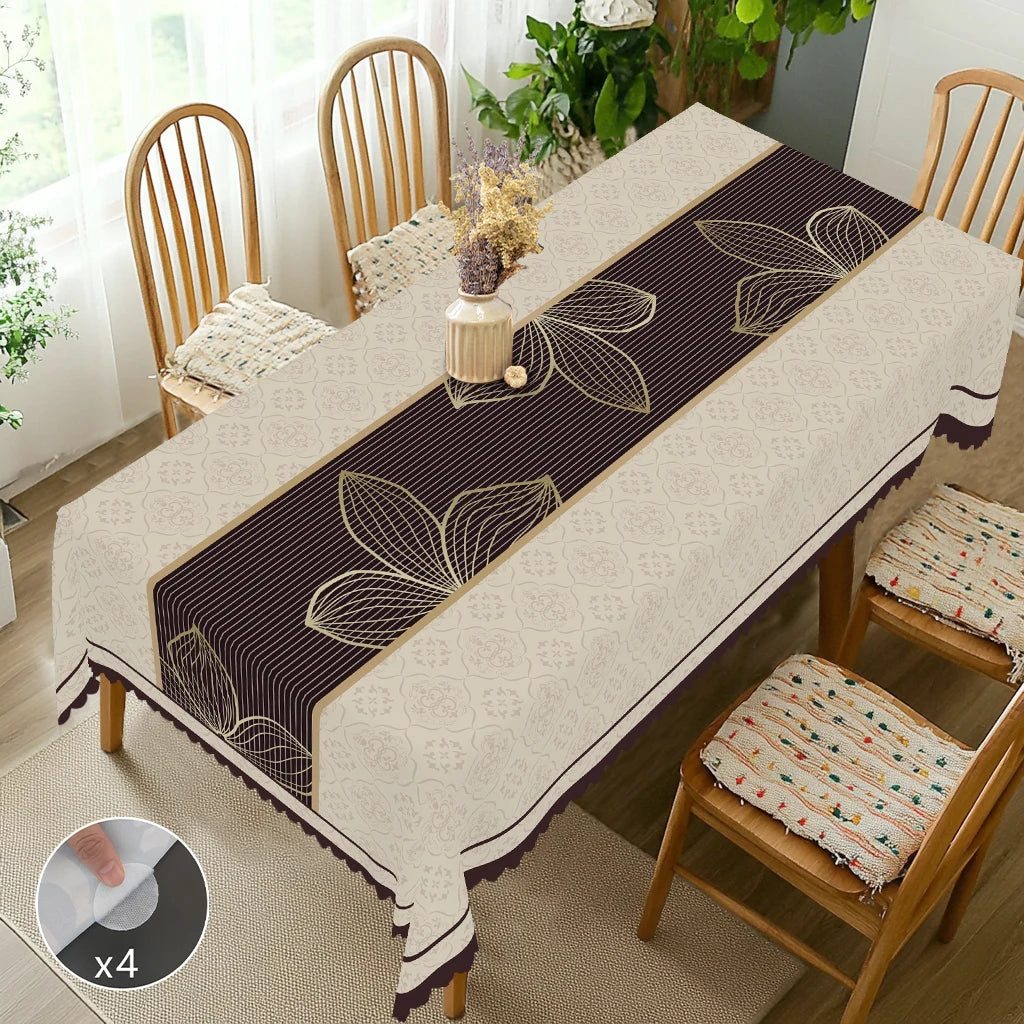 nappe table imperméable fleurs dorées motifs géométriques classique printemps étéextérieur maison