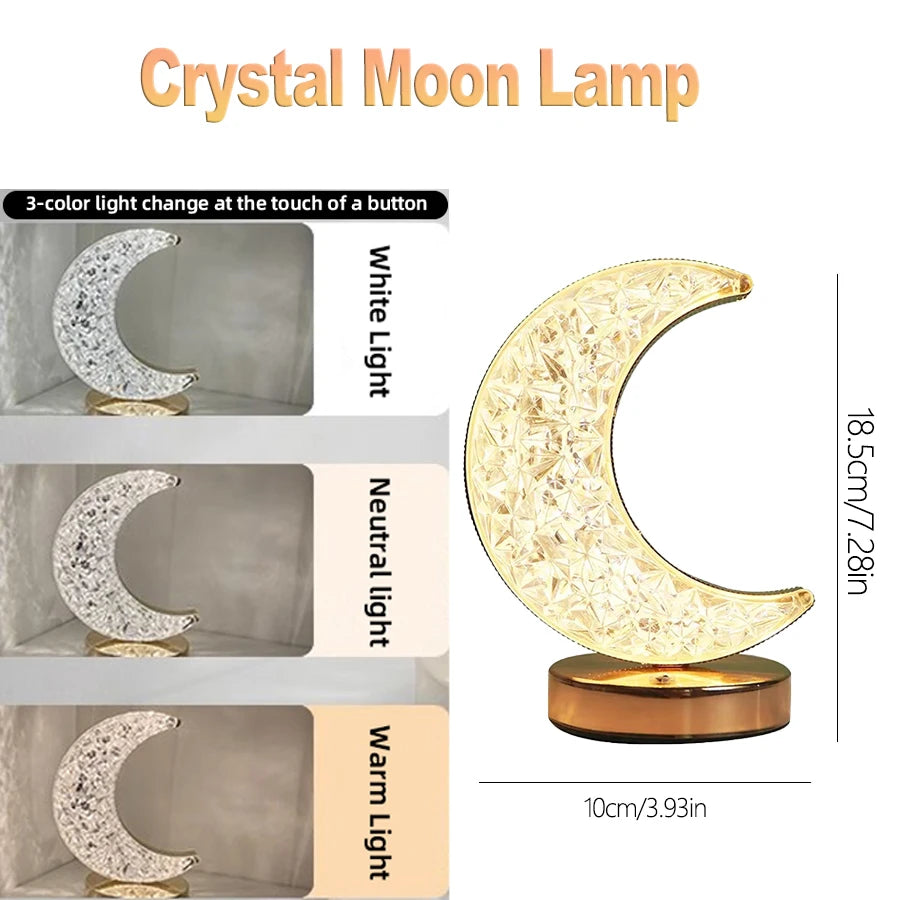veilleuse lune cristalline led ambre blanche changement couleur ambiance moderne orbianescente