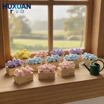 miniature plante artificielle boite bois décoration étagère violet rose bleu jaune rouge fleurs