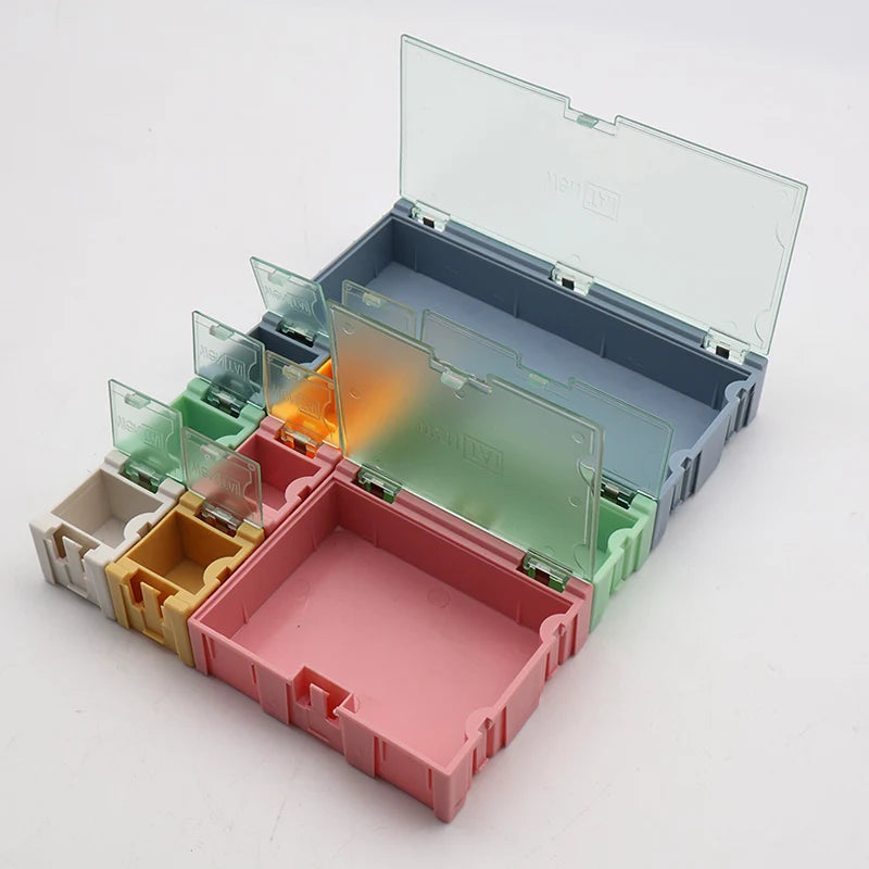 organisateur modulaire boîtes compartimentées transparentes couleurs multiples rangement électronique composants smd smt