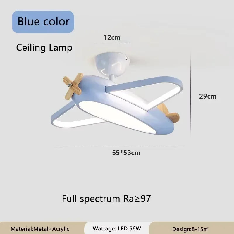 lampe suspendue avion forme moderne enfant blanche brun chaînes led salon chambre
