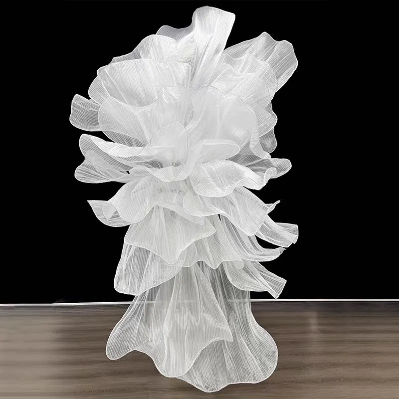 décoration murale florale soie blanche moderne suspension 100cm 120cm 150cm 180cm 200cm irisée