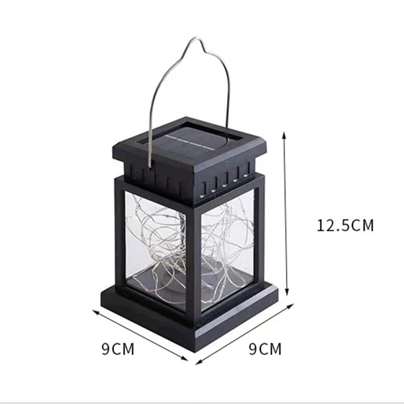 lanterne solaire transparente effet gouttes pluie vintage anneau métallique bougie blancheextérieur nuit camping jardin