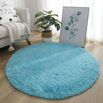 tapis rond doux fourré couleur unie moderne rose marron vert violet beige