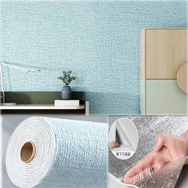 papier peint auto adhésif texture lin blanc moderne mur salon chambre rénovation pvc