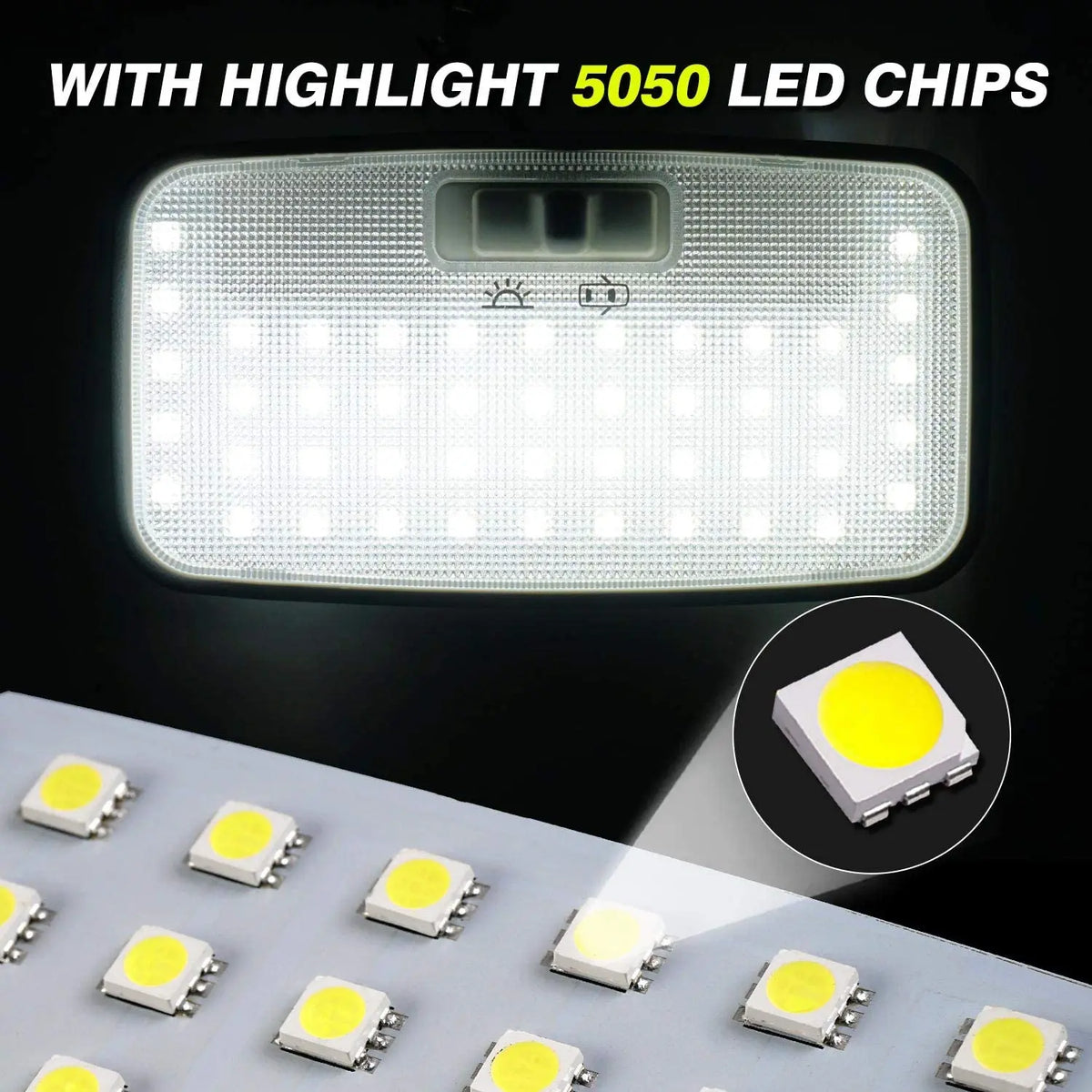 ampoules led voiture blanc modernes carrés points noirs intérieur nuit toit coffre