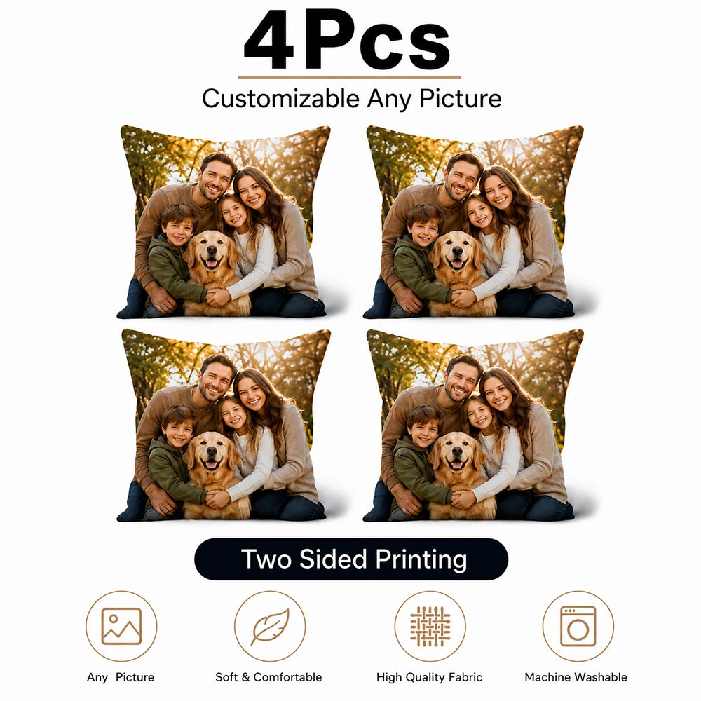 coussin personnalisé photo famille animaux moderne 30x30cm 40x40cm 45x45cm polyester double face déco