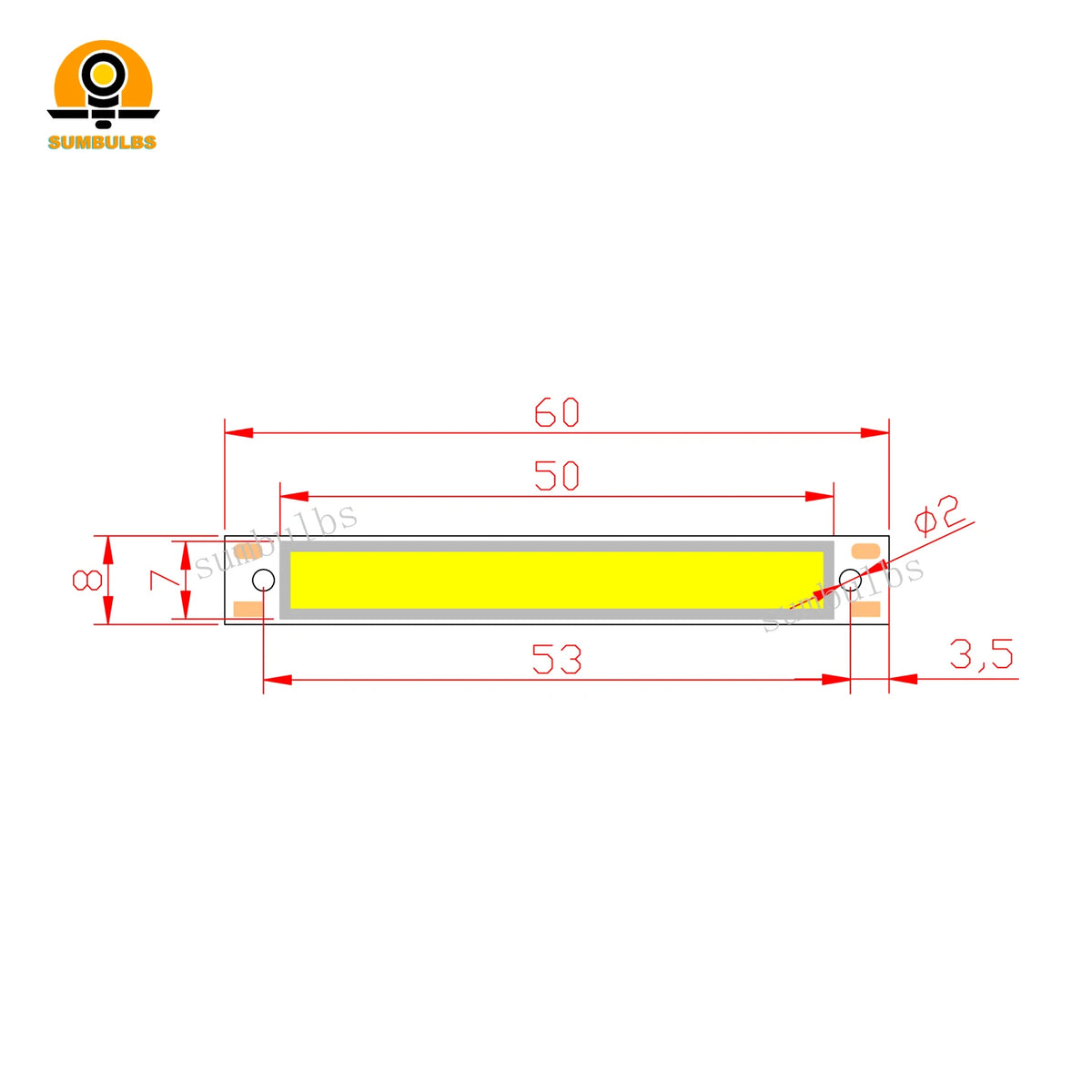 lampe led 60x50mm blanc jaune moderne aluminium silicone efficace 100lm/w