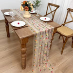 table table fleurée transparente rouge jaune bleu verte fete mariage deco romantique echangement saisonnelle