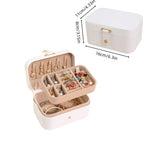 boîte rangement bijoux cuir pu blanc rose verte marron noire moderne boucles oreilles colliers