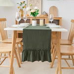 table cuisine chemin table vert foncé blanc classique rustique lavable réutilisable pâques noëlalloween valentin