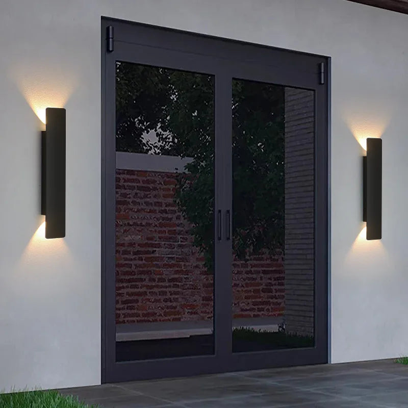applique murale led imperméable moderne noire aluminium extérieure 18w ip65 hydrofuge