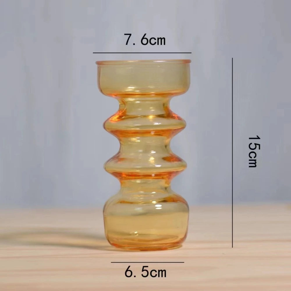 vases verre modernes transparents orange rouge gris lilas tulipes décoration salon