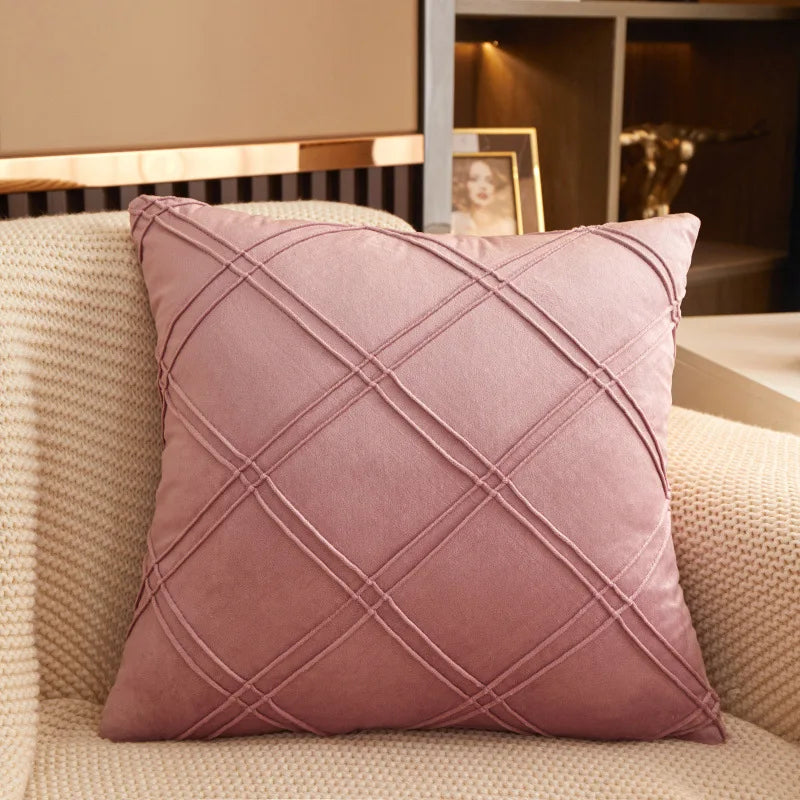 coussin décoratif velours rose moderne amovible lavable 45x45cm américain coussin carré motifs géométriques