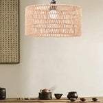 suspension lumineuse moderne tressée fibre naturelle opacité pince fixation naturel beige