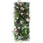 panneau végétal artificiel fleurs roses feuilles vertes décoration murale jardin mariage extérieur intérieur moderne