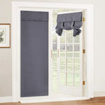 rideaux porte coulissante occultants gris foncé tissu uni moderne sans perçage adaptable fenetre française