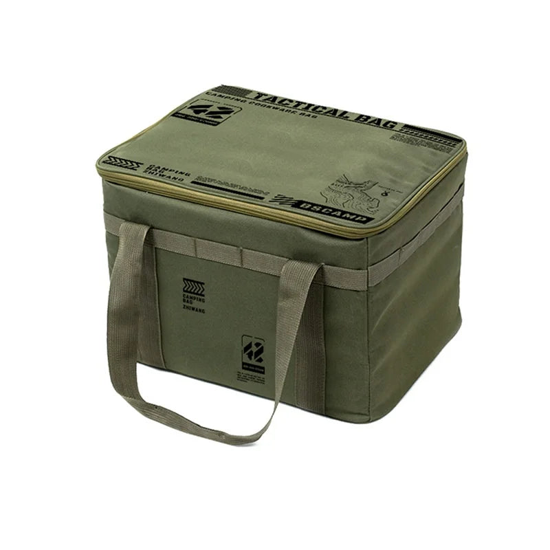 Sac outils camping khaki cartographique 30L 42L poignées cuir intérieur organisateur