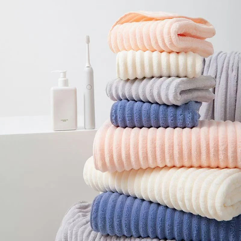 serviettes bain rayées douces absorbantes rapide séchage moderne blanc rose gris bleu pâques clips