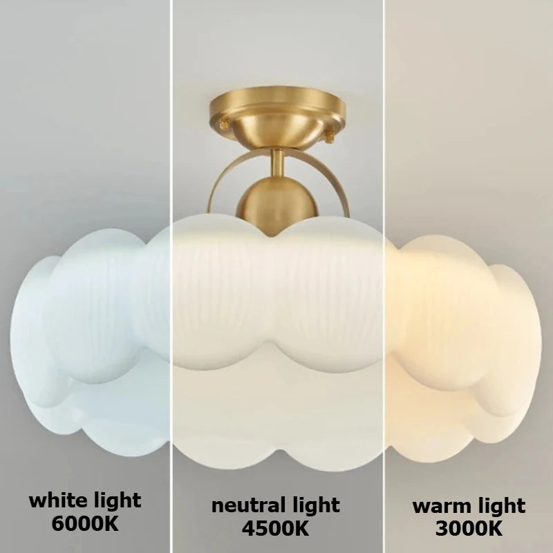 lampe suspendue moderne blanche dorée texture ondulée intérieur chambre étude télécommande led
