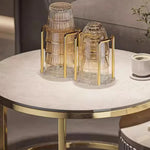 porte verres moderne élégants dorés transparents contenant verres carton beige