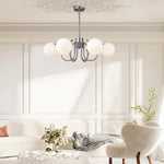 lampe suspendue moderne sphères lumineuses blanc chrome vitrail semi encastré
