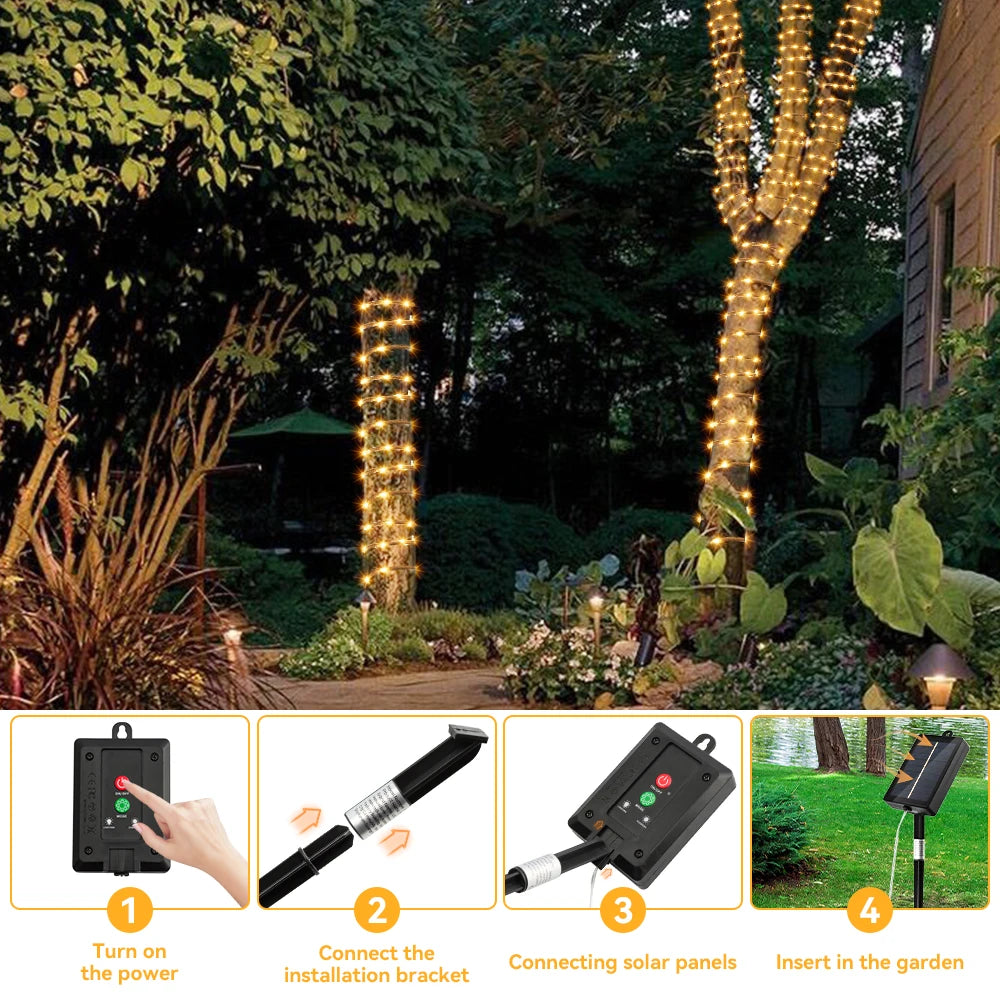 guirlande lumineuse solaire led blanc chaud moderne étanche patioextérieur camping decoration