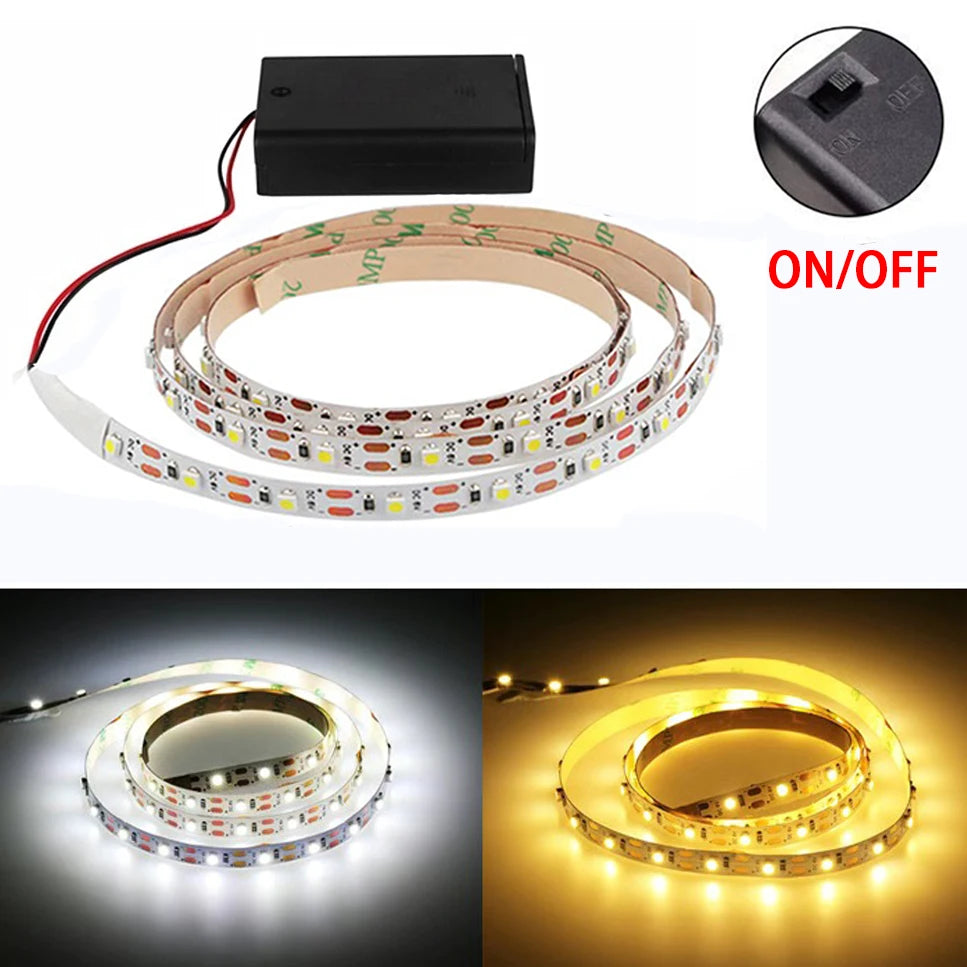 ruban led flexible blanc jaune bleu adhésif batterie 3000k moderne éclairage salon chambre 60leds