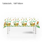 nappe plastique dinosaure motif enfant anniversaire decoration table verte marron blanc