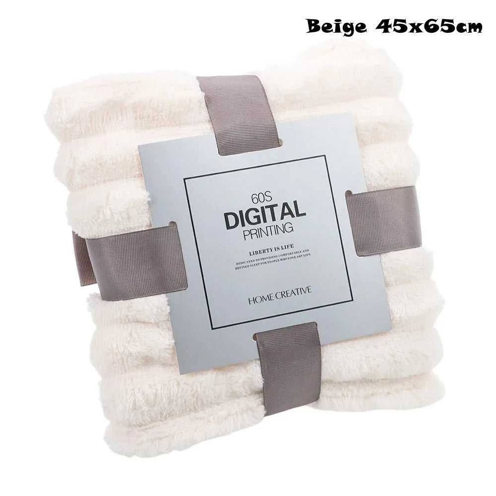 couverture polaire beige rayures hiver douce polyester coton 100x150cm 70x100cm 45x65cm confortable fixations