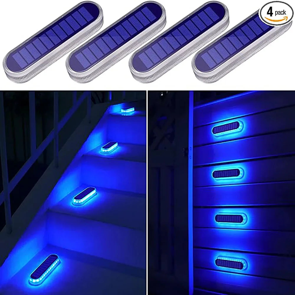 luminaires solaires decoratifs modernes bleu blanc orange argentés ip68 étanches jardin extérieur pack