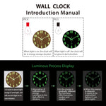 horloge murale bois lumineuse aiguille verte moderne 12 pouces minimaliste sans tic tac chambre