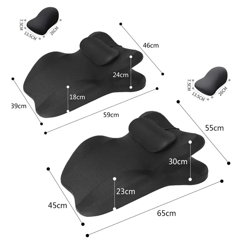 coussin multifonctionnel noir texture douce contemporain ergonomique mousse mémoire forme polyester coton massage lit