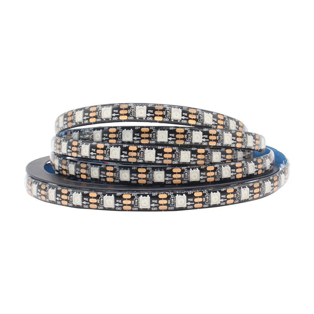 ruban led noir bleu multicolore ws2812b ip65 ip30 adhésif addressable 30leds 60leds modernes
