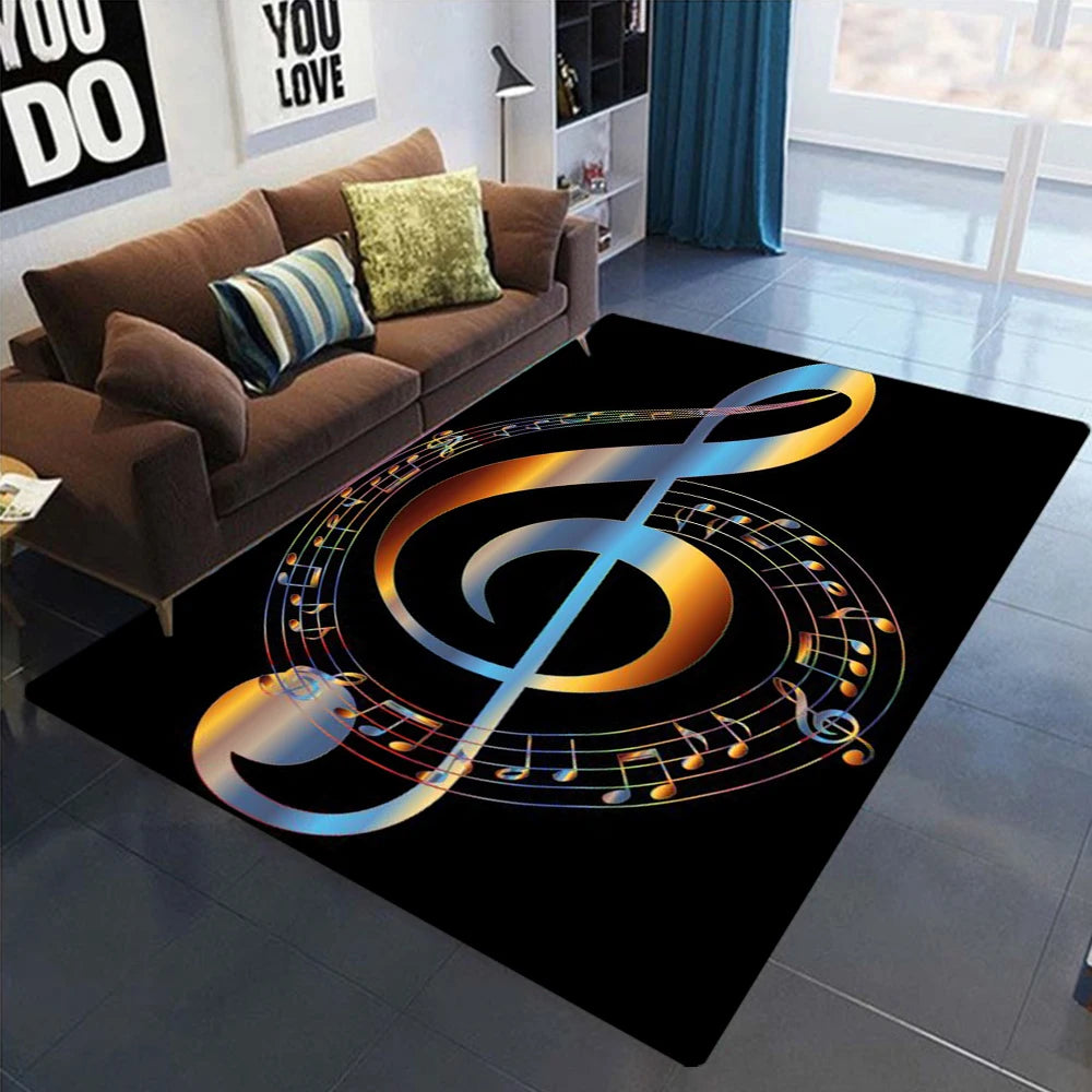tapis moderne notes musicales polyester polypropylène salon chambre bleu rouge violet