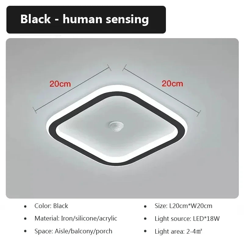 lampe moderne led sensor mouvement blanc noir minimaliste aluminium fer