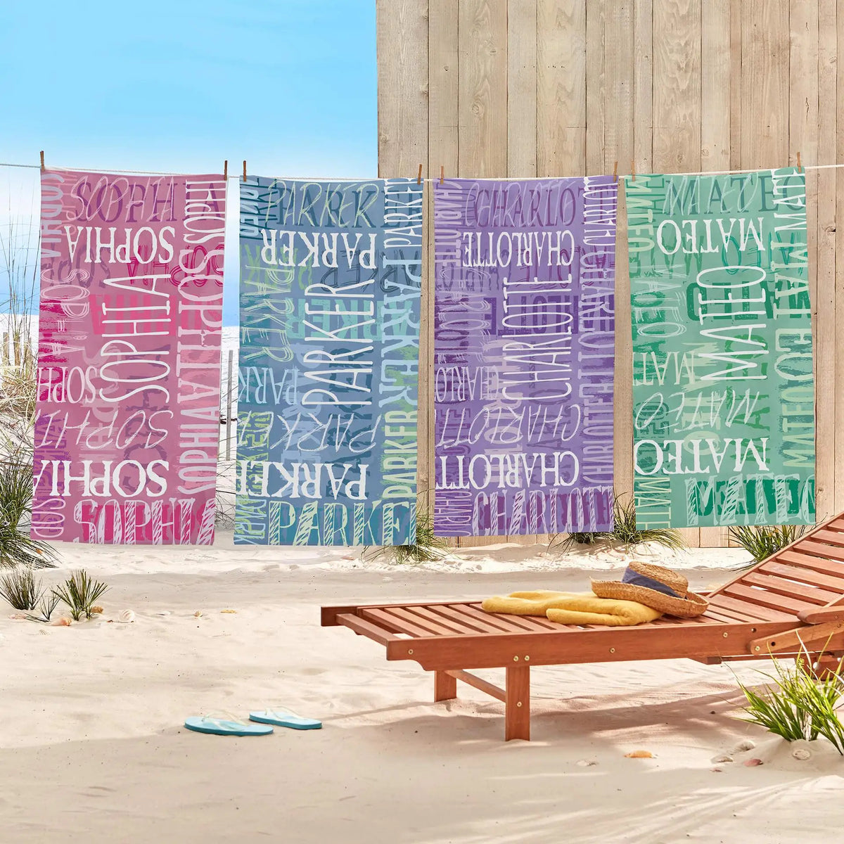 serviette plage grande séchage rapide motif lettres imprimé coton polyester enfant adulte